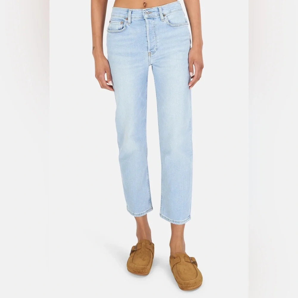 RE/DONE 70S STOVE PIPE Jeans in RIVER FADE size 25